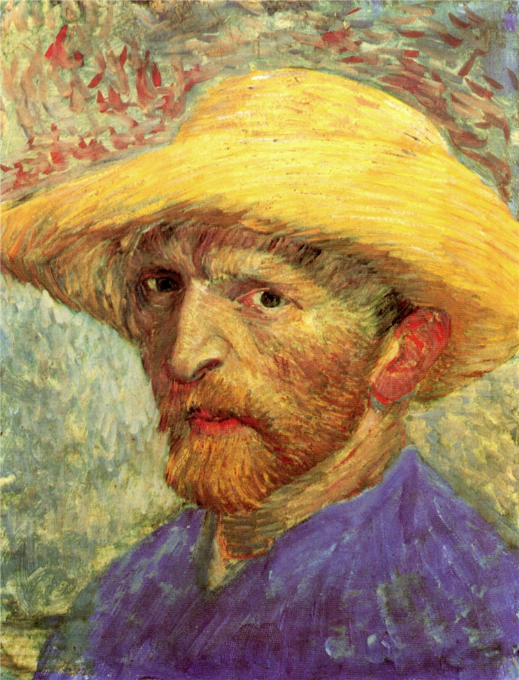 Self-Portrait With Straw Hat 4 Van Gogh Oil Painting